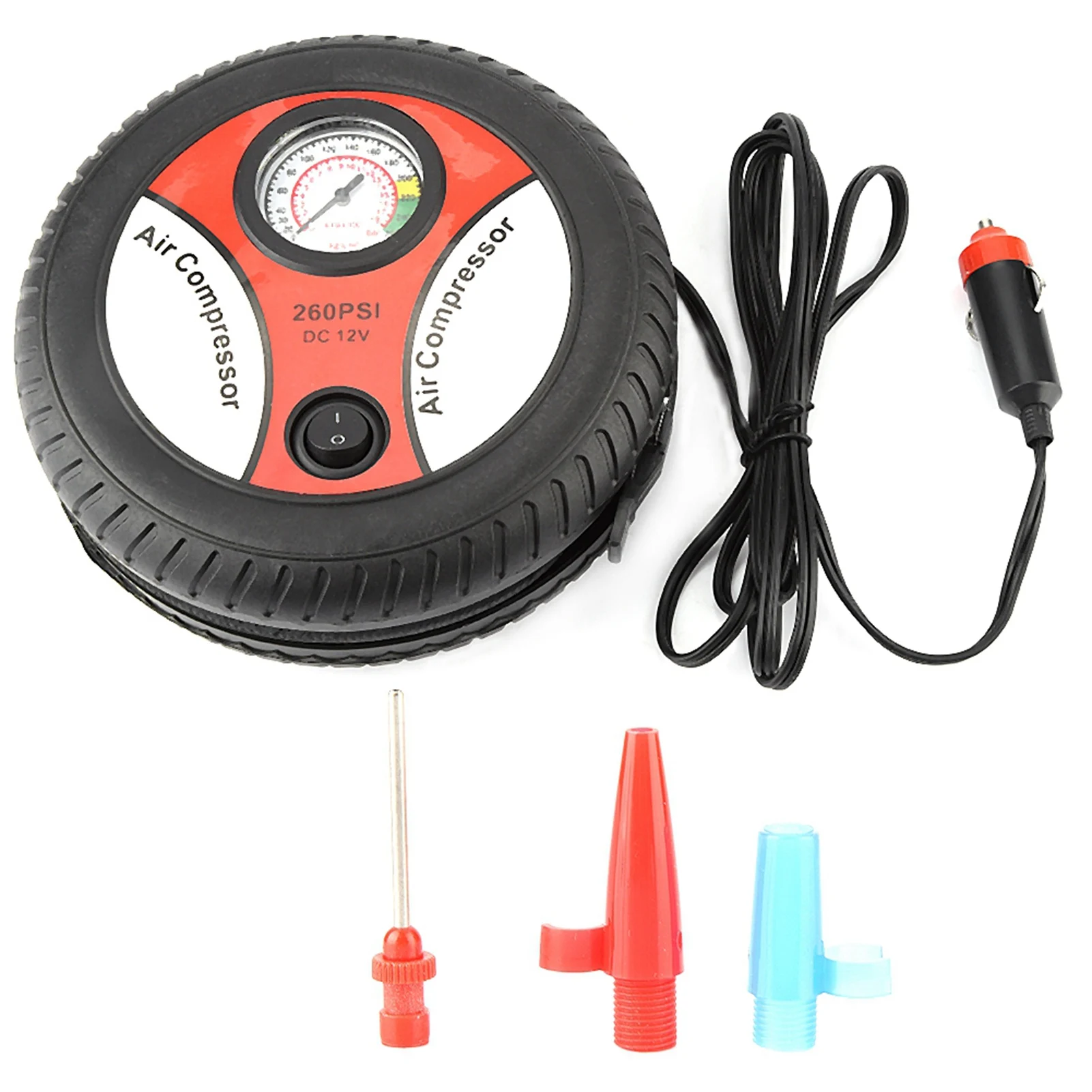

12V Portable Car Air Compressor Pump Tire Inflator Visual Tire Pressure Gauge Motorcycle Bike Tyre Inflator Auto Inflator