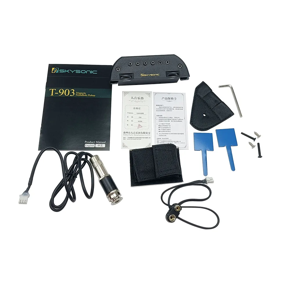Skysonic T-903 Schallloch-Tonabnehmer für aktive Akustikgitarre, magnetisches Mikrofon, Dual-Tonabnehmersystem, hervorragende Bass- und Mittelklasse-Reaktion