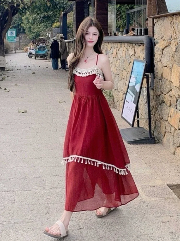 Boho Sundress Sleeveless Woman Dress Maxi Dresses for Women Slip Long Clothes Beach Vintage on Promotion Retro One Pieces Hot