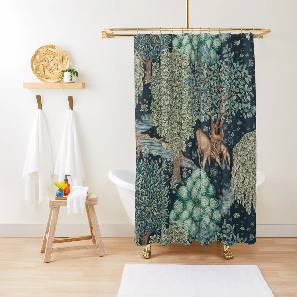 William Morris - The Brook Tapestry - Forest Deer Shower Curtain Elegant Bathroom Bathroom For Shower Curtain