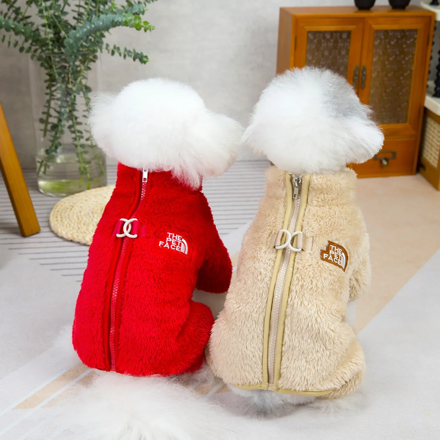 

The Dog Face Dog Winter Clothes with Buckle Warm Pet Jacket for Small Dogs Cats Chihuahua Bichon Clothes Maltese Bulldog Onesies