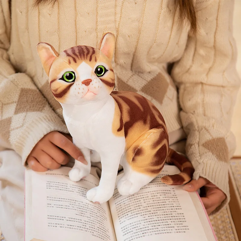 Gevulde Levensechte Siamese Katten Knuffel Simulatie Amerikaanse Korthaar Leuke Ocelot Kitten Pop Huisdier Speelgoed Home Decor Cadeau Voor Meisjes