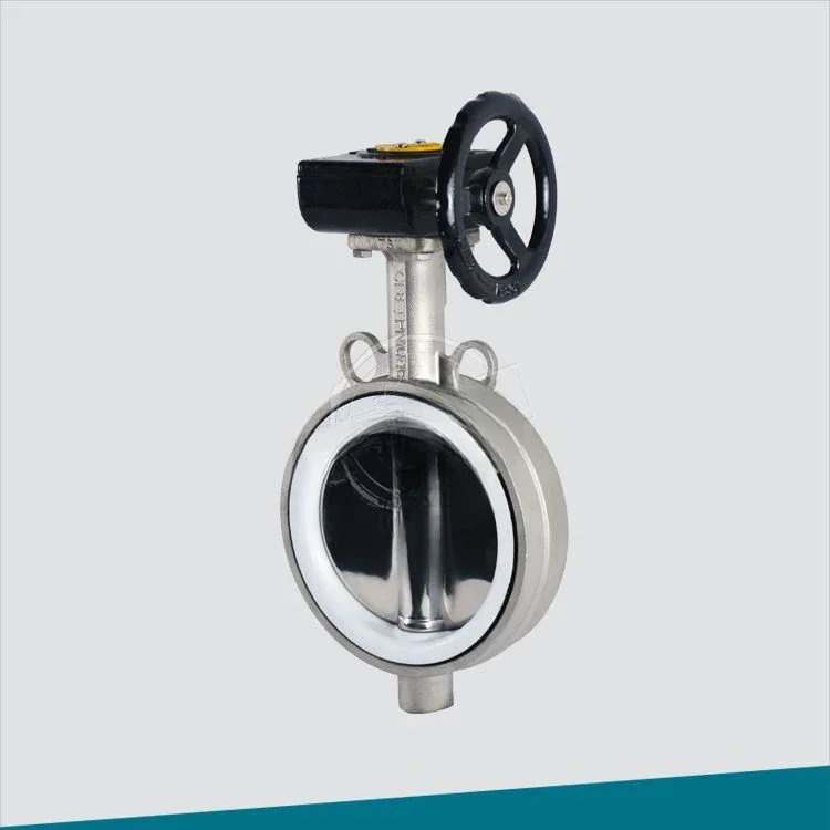 

Manual worm gear soft seal clamping butterfly valve paint NBR fluororubber PTFE lining desulfurization and denitrification