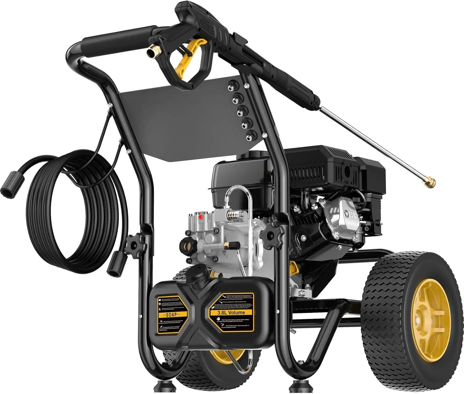 3600 PSI Gas Pressure Washer, 2.7 GPM Heavy Duty High Power Washer, 30Ft Pressure Hose&Soap Tank,5 Pressure Nozzles,Black