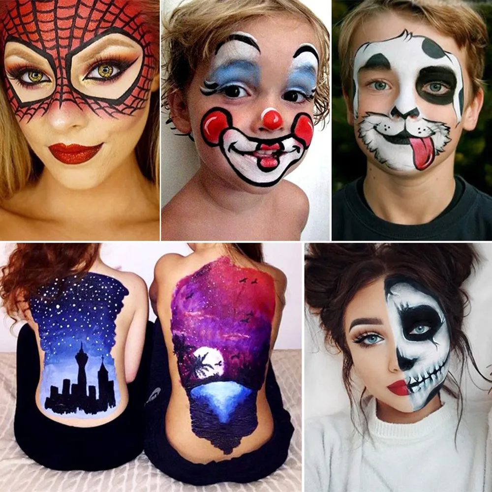 Großhandel Festival körper malerei clown Halloween make-up gesicht malen Ölgemälde Kunst Halloween Party Phantasie Kleid Schönheit Make-Up