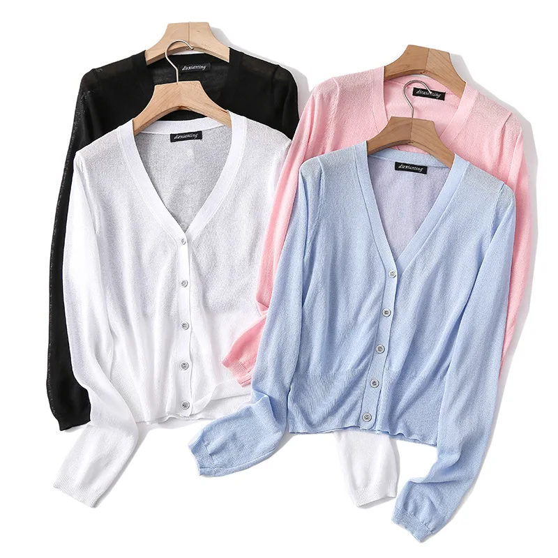 new delivery  Long sleeve knitwear cardigan sweater young girl students spring summer  solid viscose thin Knitted coat