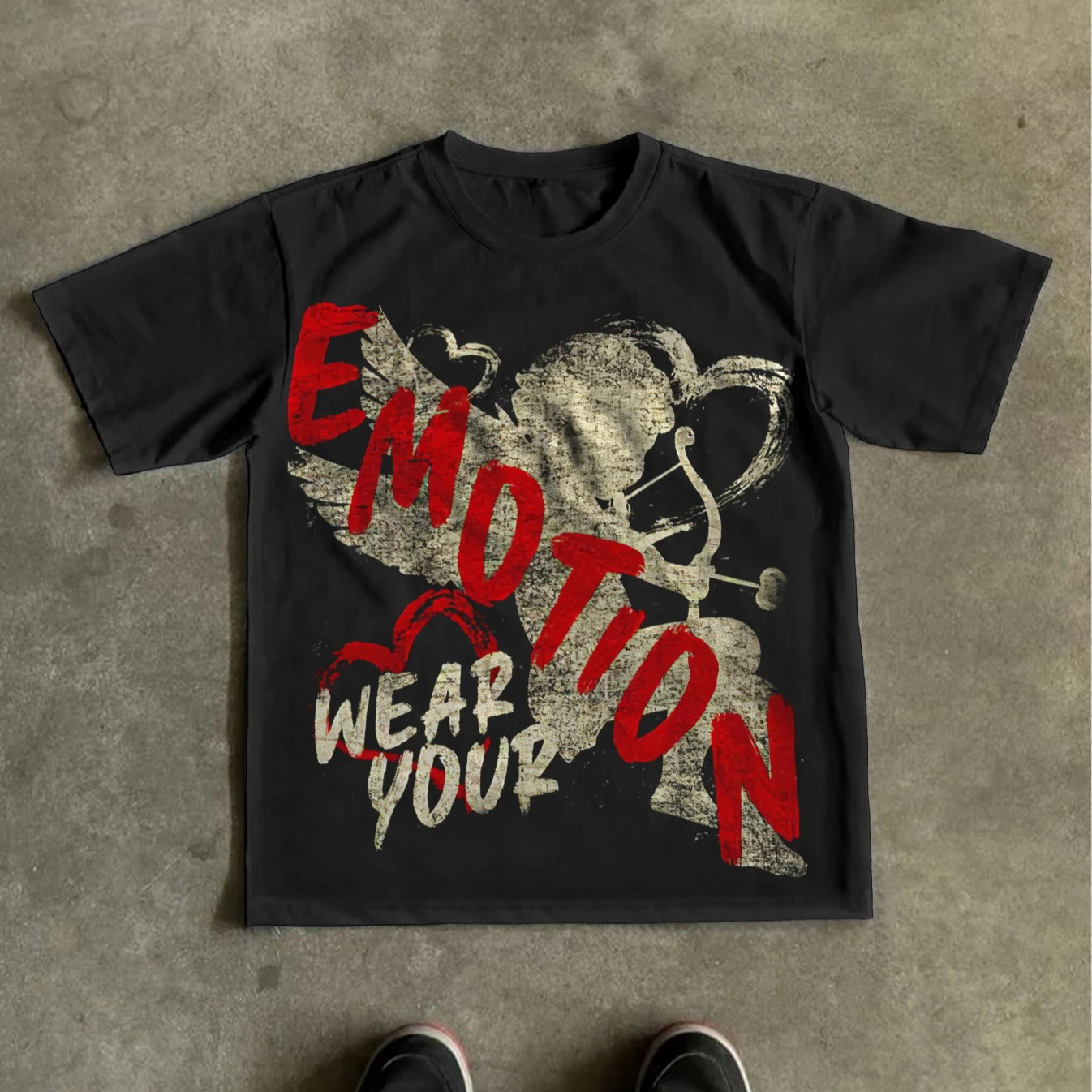 

Винтажная хлопковая повседневная футболка с изображением угла эмоций, мужская футболка большого размера с короткими рукавами Y2K, уличная женская футболка, топы