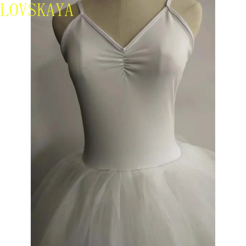 Abito da balletto cigno bianco nero per donna, adulti, bambini, senza maniche Backless professionale lungo ginnastica ragazza