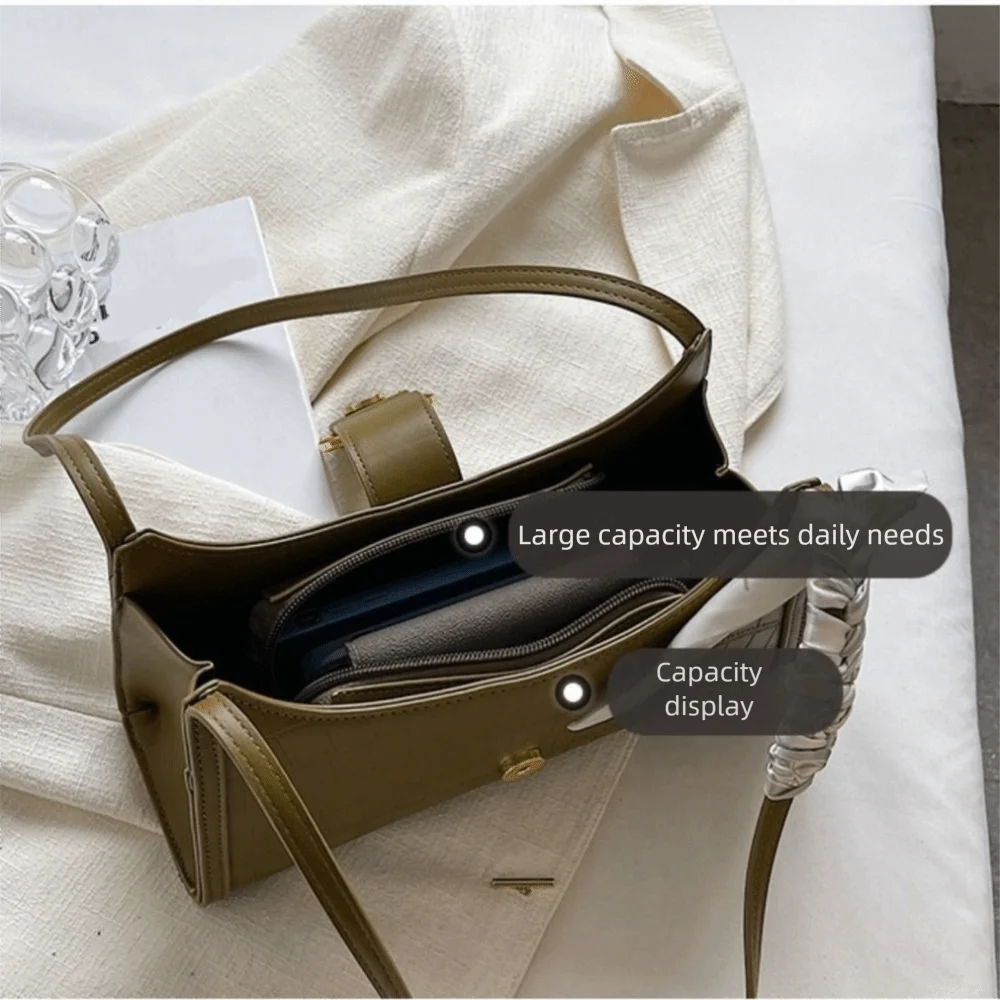 

Simple Vintage French Stick Bag Large Capacity with Scarf Underarm Bag French Style Fashion Rectangle Armpit Bag Travel