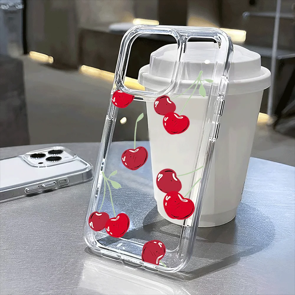 

Aesthetic Cherry Fruit Clear Case for iPhone 16, 16 Pro, 16 Pro Max, 16 Plus to iPhone 11, 12, 13, 14 15 series