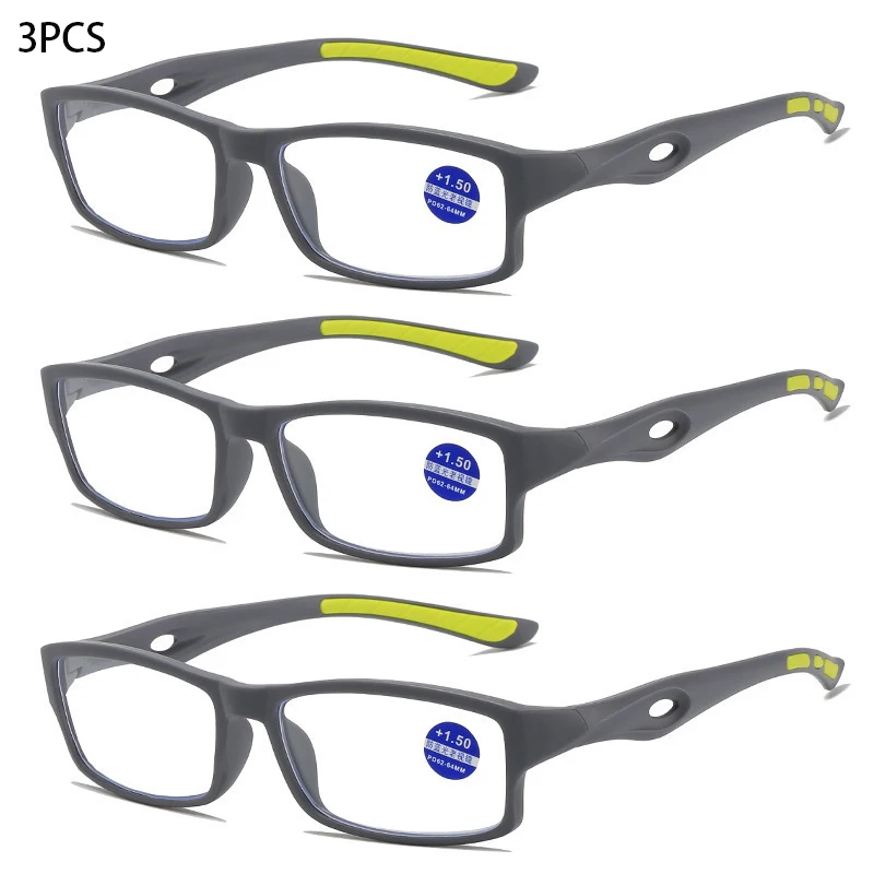 Lunettes de lecture rectangulaires sans Prescription, Style Sport, Anti-lumière bleue, à jante complète, matériau de cadre PC, 3/5 pièces