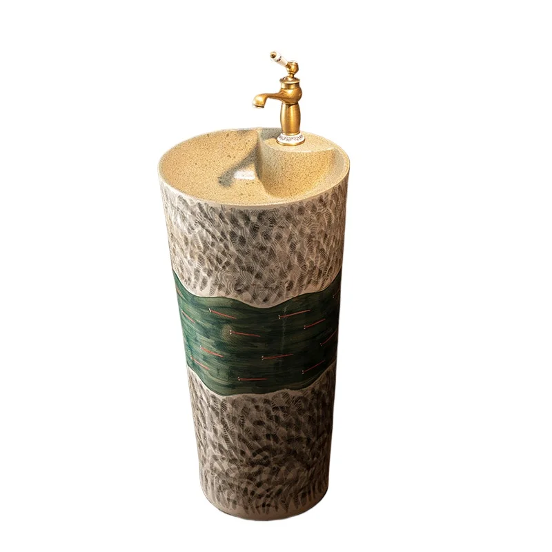 

Garden column type washbasin basin integrated floor column basin washbasin
