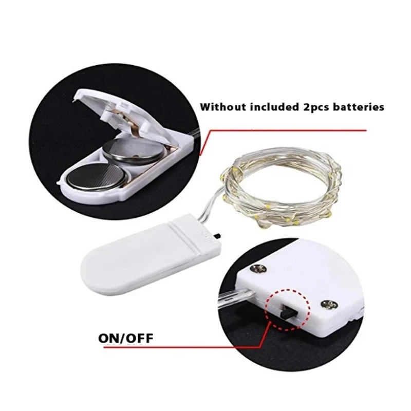 10pcs Battery Powered 20 Led Fairy String Light 2M Silver Copper Wire Mini Lamp For Christmas Holiday Wedding Party