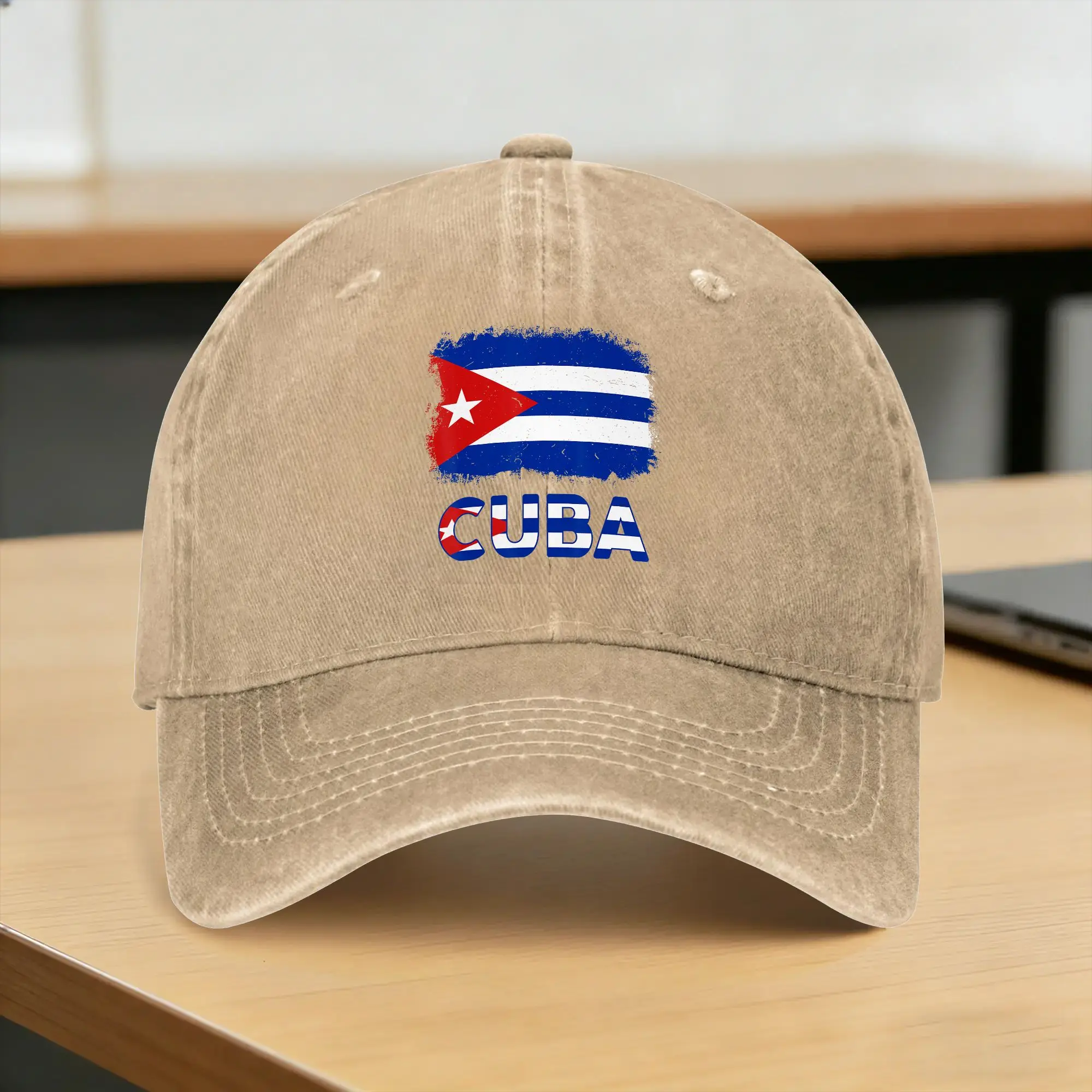 Gorra de béisbol casual para hombre, estilo camionero, lavada, con estampado de la bandera de Cuba, La Cubanita, sol y herencia hispana, para tenis, skate y béisbol