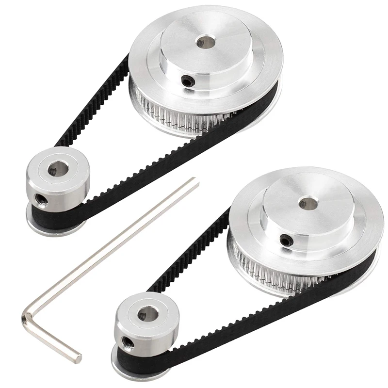 2 Kit GT2 Synchronous Wheel 20&60 Teeth 5Mm Bore,Aluminum Timing Pulley With 2 Pcs Length 200Mm Width 6Mm Belt(Bore 5Mm)