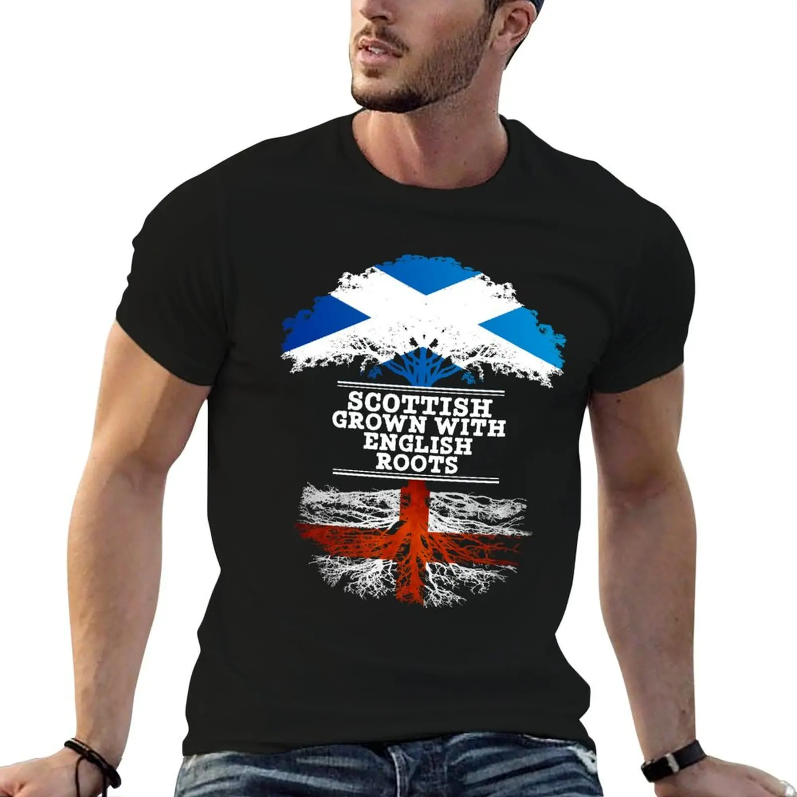 Scottish Grown With English Roots - Gift For English With Roots From England T-Shirt High Elasticity Sports T-Shirt