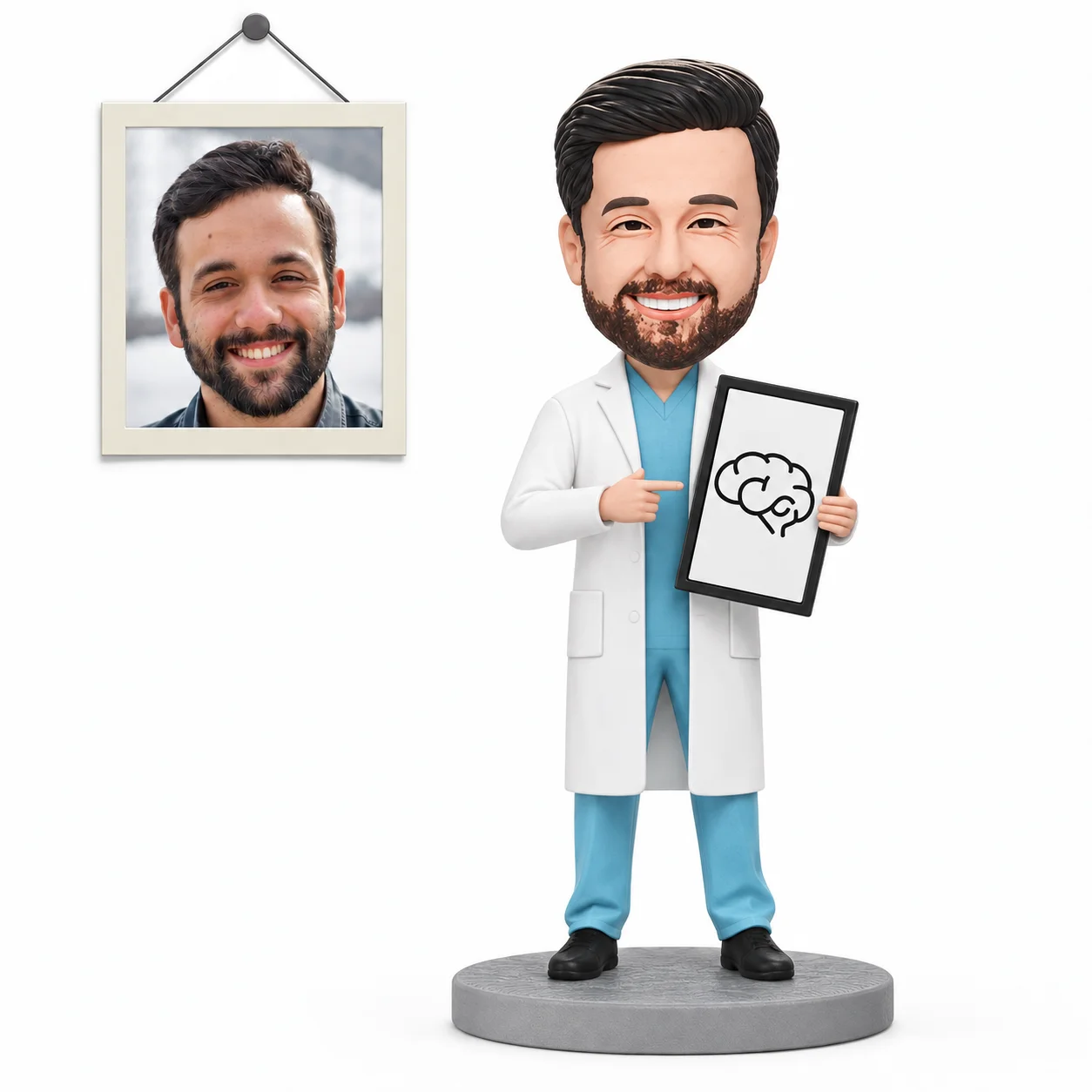 Personalized Doctor Bobblehead, Brain Chart Medical Keepsake Gift