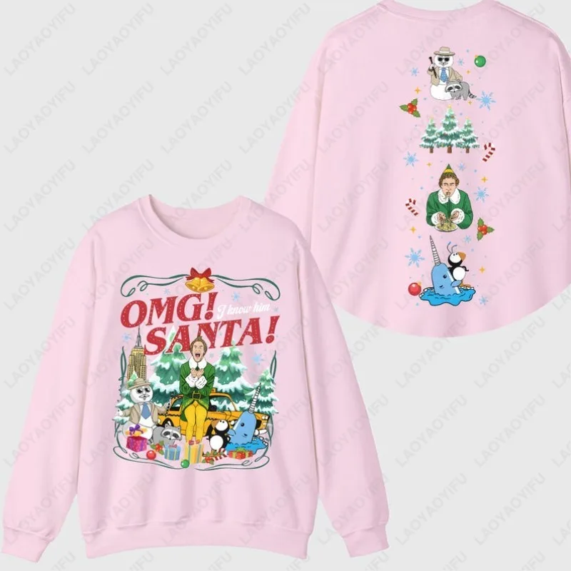 OMG-I-Know-Him-Elf-Christmas-Hoodies-Fun-Santa-Movie-Quote-Two-sided-Printed-Shirt-Buddy-The-Elf-Holiday-Vintage-Xmas-Pullovers
