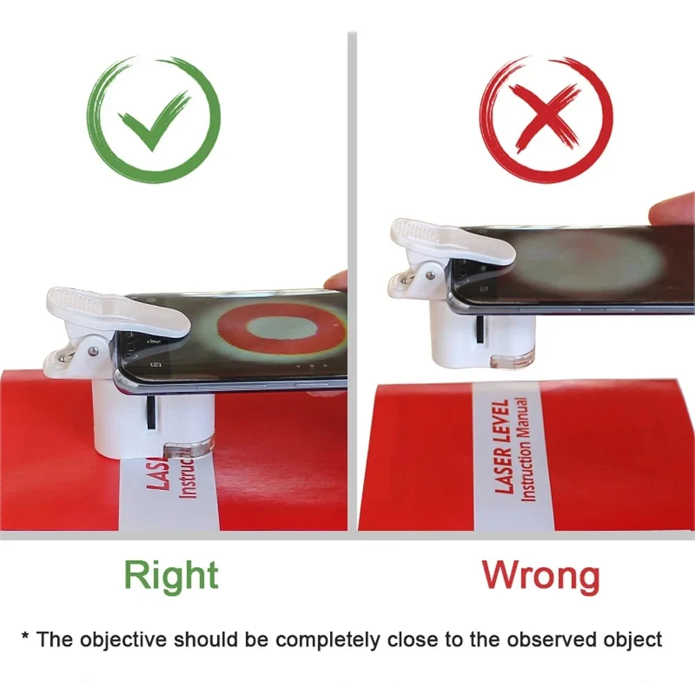 60X LED Jewelry Magnifying Glass Focusing Adjusted Pocket Microscope With Cell Phone Clip UV Light Universal Clip Microscope