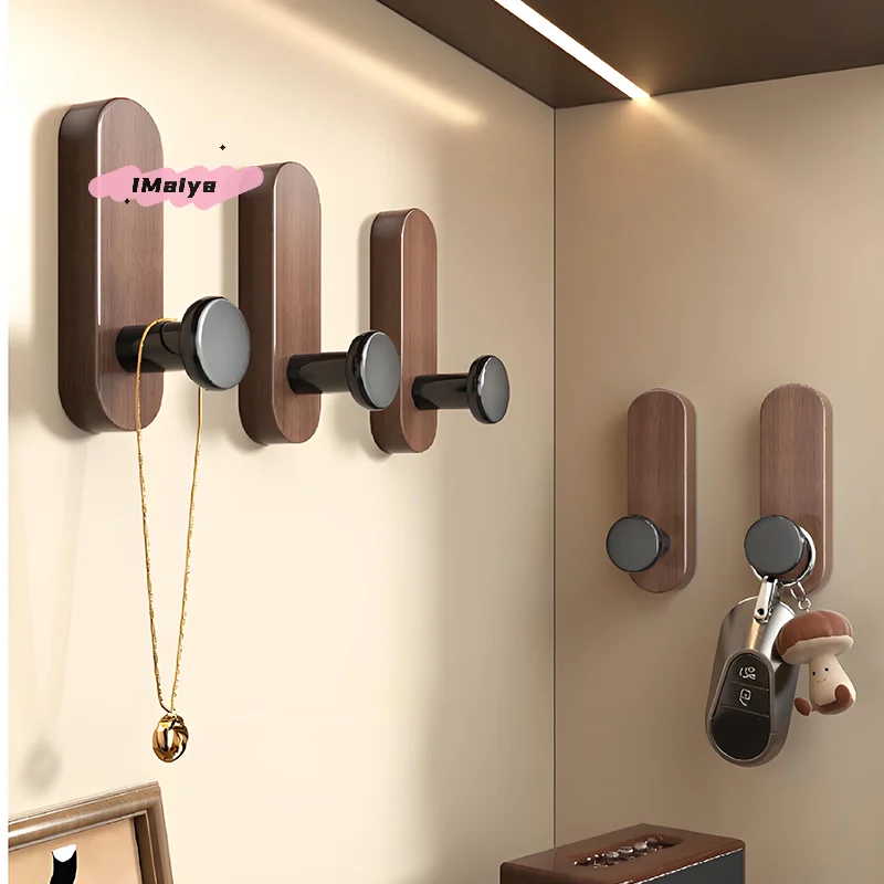 Nordic Style Wood Wall Hooks Self Adhesive Mounted For Hanging Coat Towel Clothes Blanket Hat Backpack Robe Entryway Key Holder