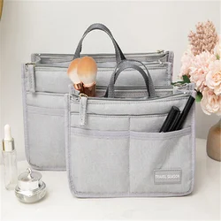 Bolsa de inserción para mujer, organizador de maquillaje, bolso interior de viaje, bolsas de cosméticos portátiles, ajuste de varias bolsas de marca