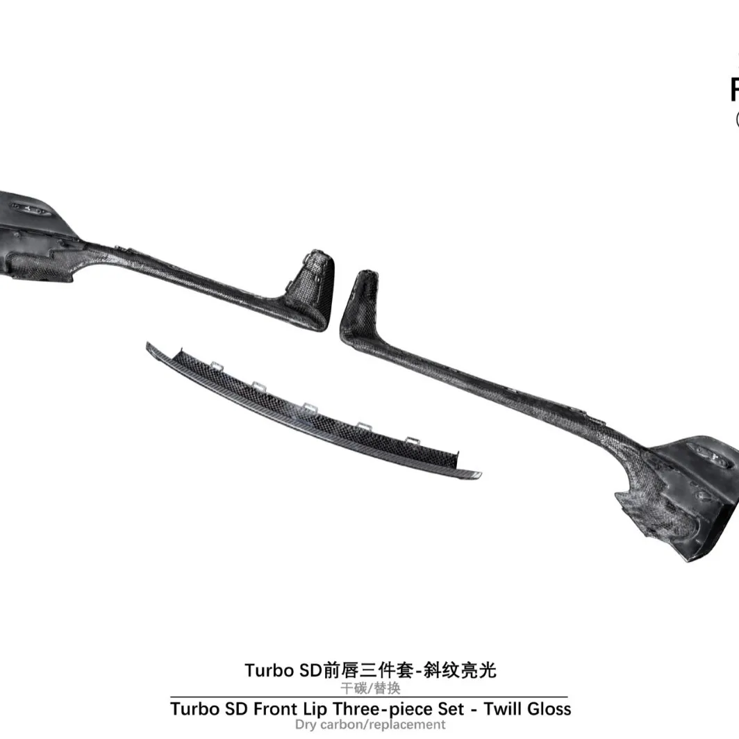 Front lip assembly for 19-24 Porsche 992 Turbo SD, dry carbon replacement