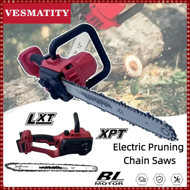 Brushless Chainsaw 12 Inch with Auto Oiler Cordless Electric Saw for Tree Cutting & Logging Wood Cutting For Milwaukee Battery