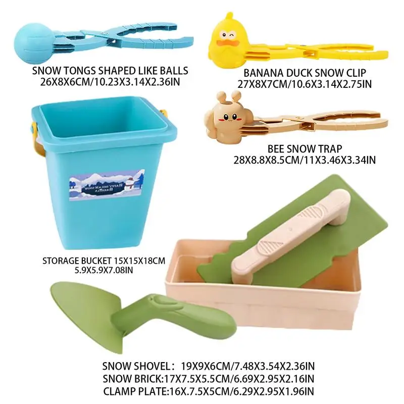 Winter Snow Toys Kit Snow Clips Ball Maker Mold Kit Snow Toys Kit With Shovel & Bucket Snow Molds Toys Snow Maker Clips Outdoor