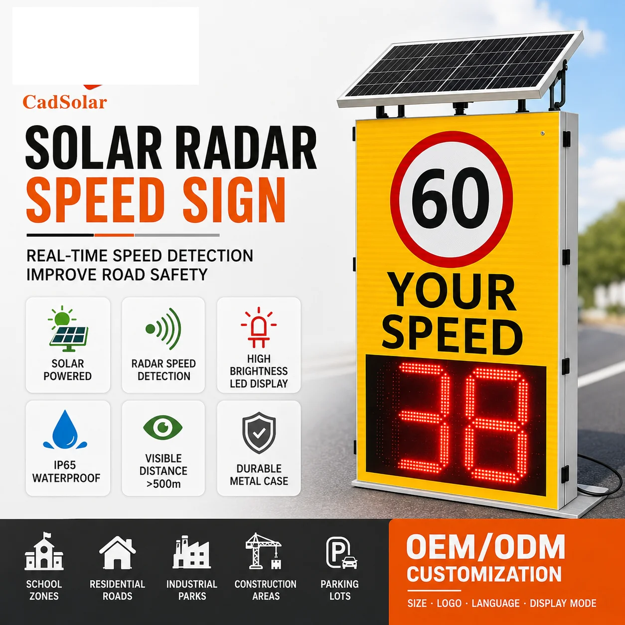 Traffic Signs Powered Radar Detector Speed Radar Road Sign