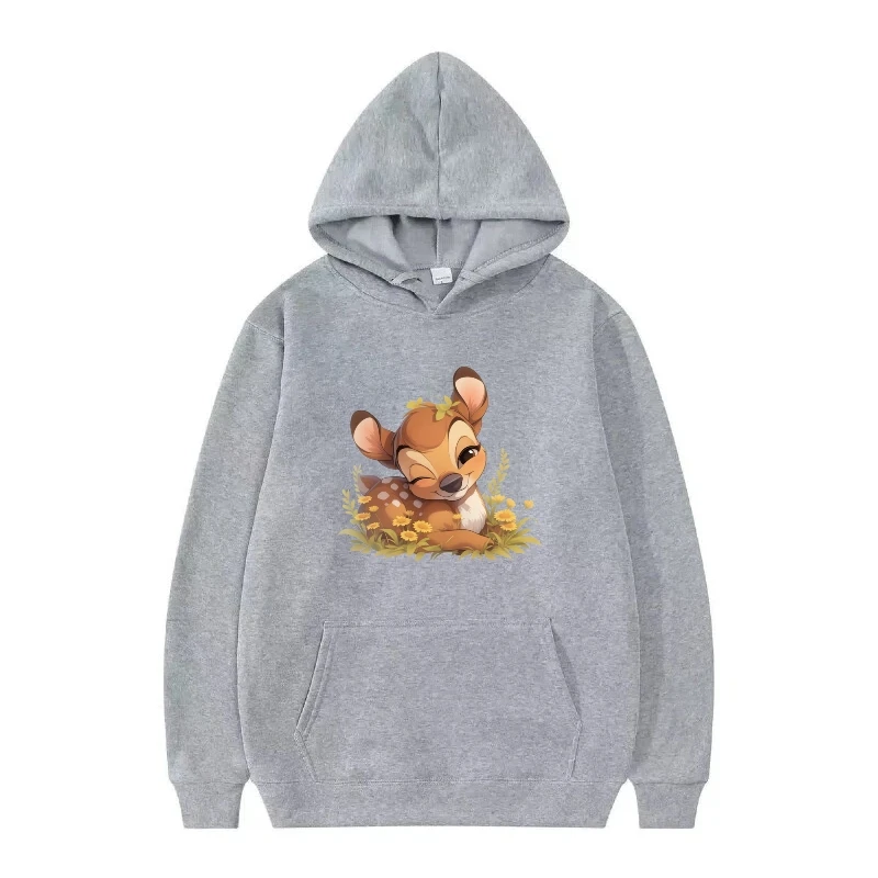 Disney Bambi Cartoon Patroon Vrouw Wit Herfst Mode Casual Losse Tops Kleding Truien Dames Goedkope Hoodies Y2k Sweatshirts