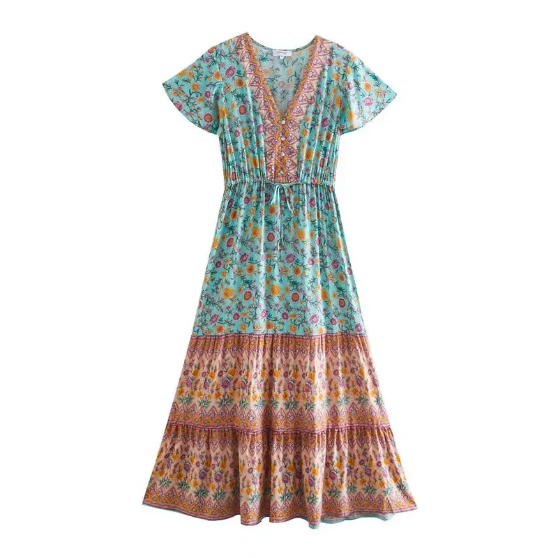 Dave&Di 2026 Summer New Product European And American Women's Clothing Cotton Positioning Bohemian Dress