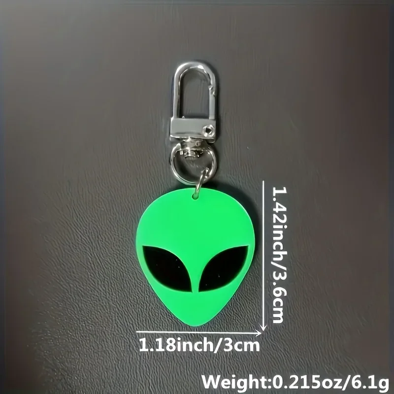 2D Flat, Cute Cartoon Alien Keychain, Fun & Creative Acrylic Alien Pendant for School Bags and Accessories
