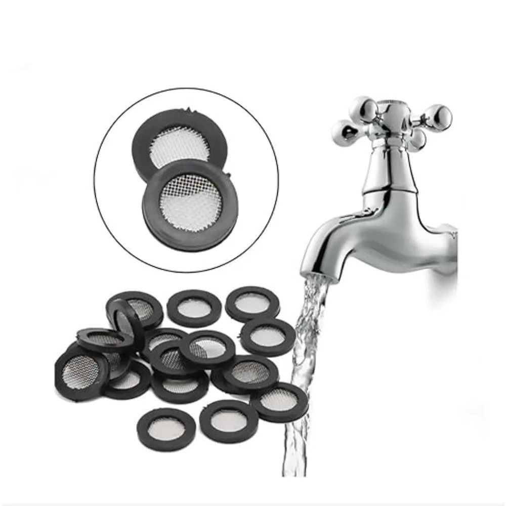 10 قطعة/الوحدة ختم O-حلقة خرطوم طوقا المطاط المسطح غسالة مع شبكة مرشح لصنبور جروميت 1/2 "3/4" جوانات مطاطية 40 شبكة #4