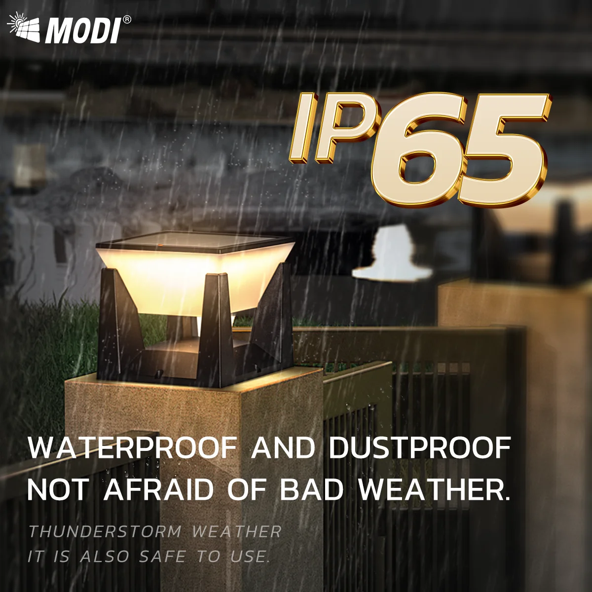 Quadratische Solar-Pfostenleuchte IP65 wasserdicht |   3-Farben-Modi (Gelb/Weiß/Warm) |   LED-Außenlampe für Garten, Hof, Wegbeleuchtung