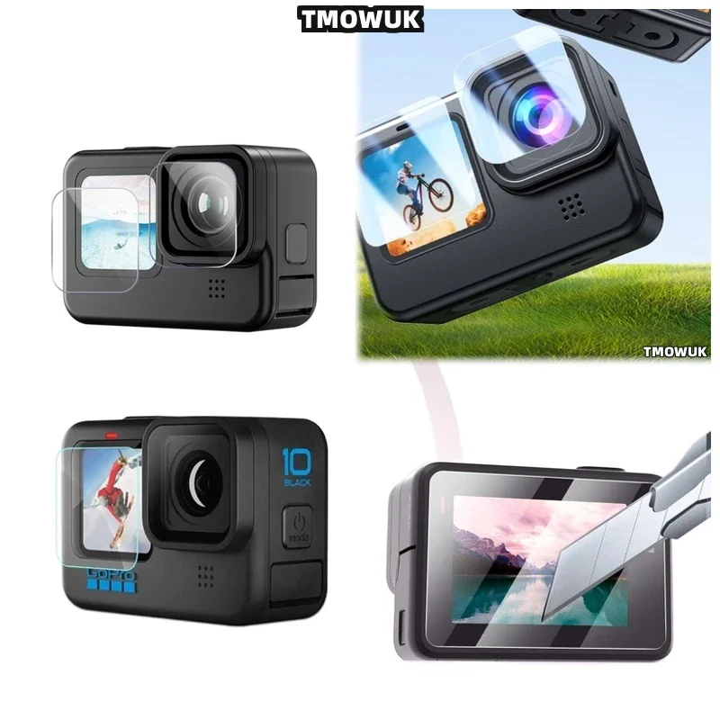 For GoPro Hero12 11 10 9 Privacy Filter Screen Protector - 9H Tempered Glass Anti-Scratch Full Cover Front/Back With Blue Light