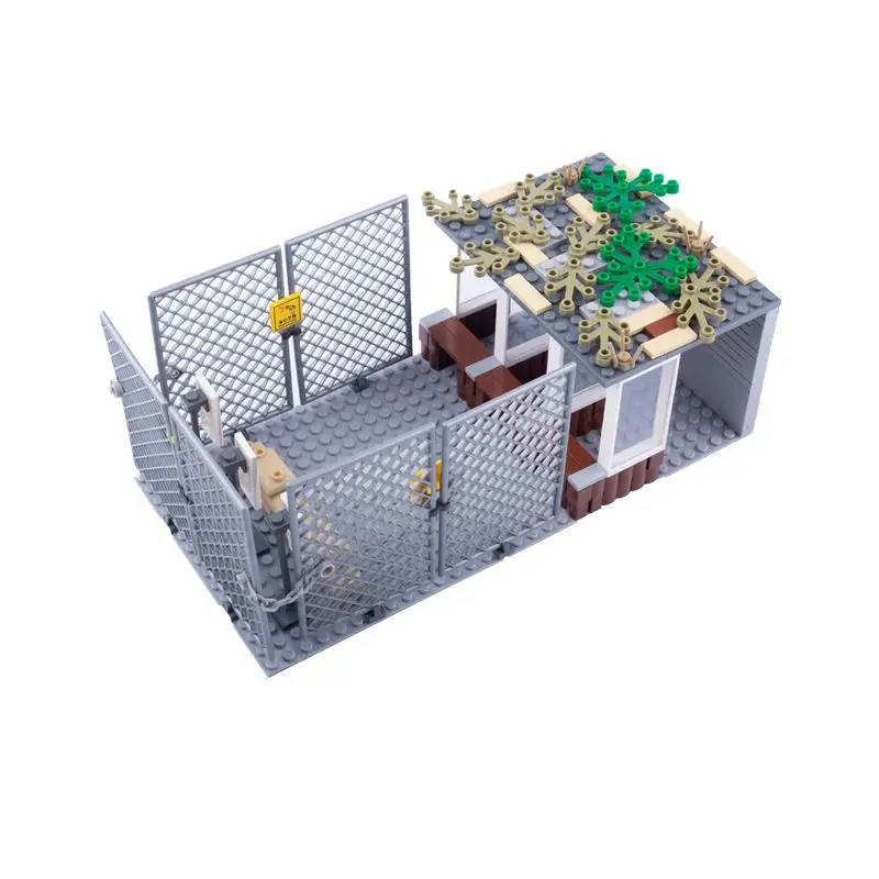 MOC Militärische Schlachtfeld-Landschaftsbausteine – Aufbewahrung von taktischen Ausrüstung/Jail Base/Woodland Scene DIY Bricks Kit für Bastler