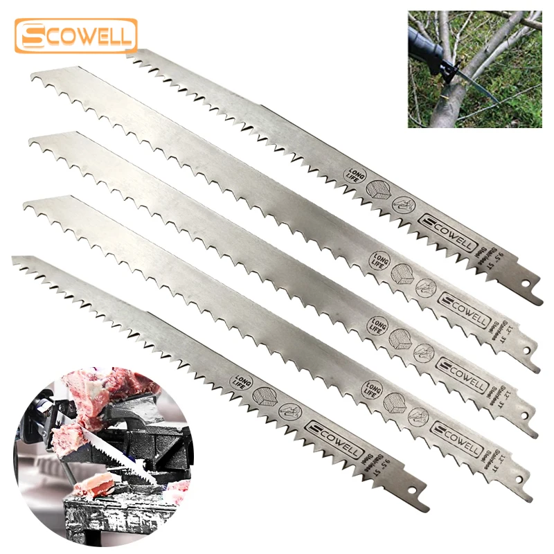 Hoja de sierra recíproca de acero inoxidable, herramientas de bricolaje para cortar madera, hielo, carne, hueso, 2 piezas, 9 pulgadas, 5TPI, 3 piezas, 12 pulgadas, 3TPI, 5 paquetes