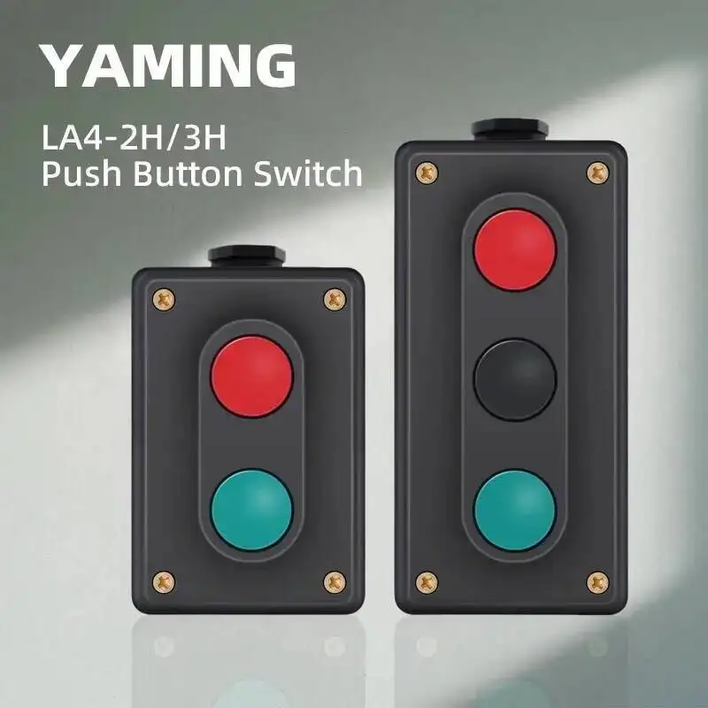 LA4-3H 2H Machine Tool Control Self-Reset Start Stop Forward Reverse Push Button Switch Three-Position Box