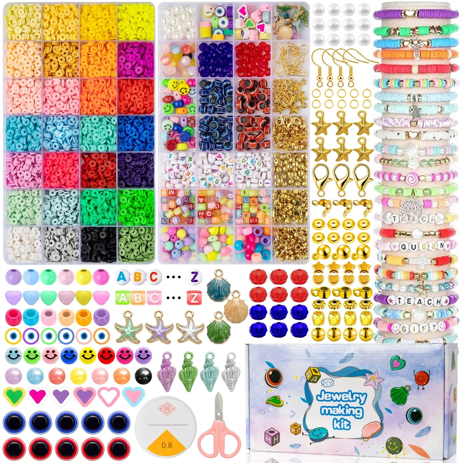 

6500+ Комплект украшений из бисера - сделать браслеты и ожерелья | Алфавит и римские бусины + инструменты для изготовления ювелирных изделий