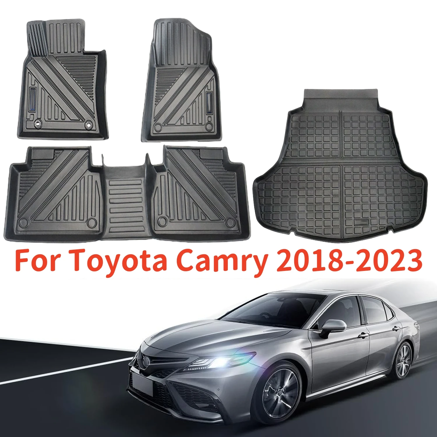 

TPE Floor Mats Fit for Toyota Camry 2023 2022 2021 2020 2019 2018, All Weather Protection Car Mats Includes 1st and 2nd Row