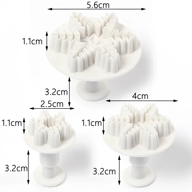 Snowflake Cookies Biscuit Mold Fondant Sugarcraft Plunger Cookie Cutters Xams Snow Cupcake Cake Decorating Tool Christmas