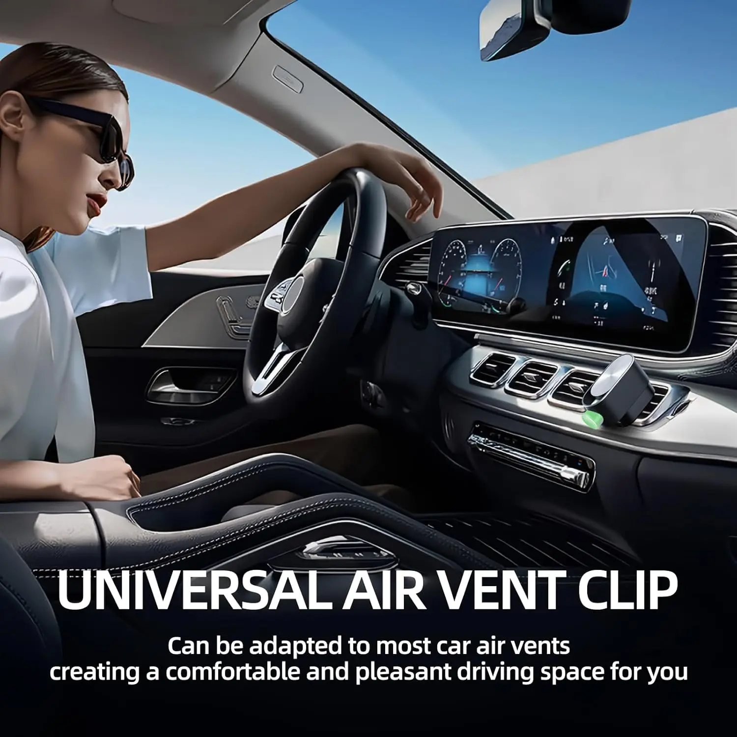 Smart Car Air Freshener Diffuser, Rechargeable Car Essential Oil Diffuser For Vent, Waterless Ultrasonic Car Diffuser With 3 Spr