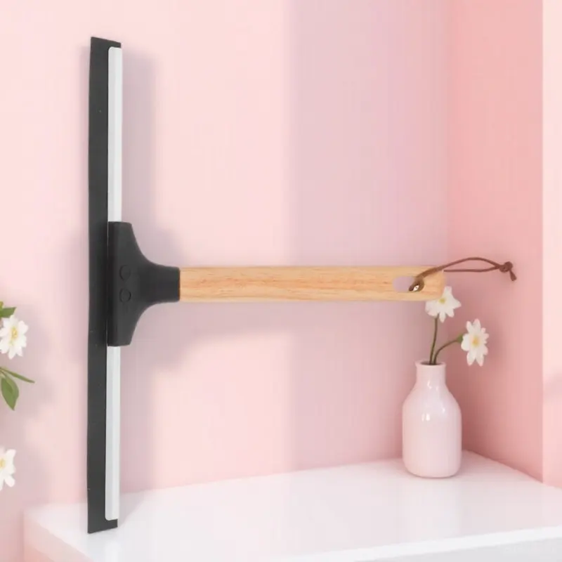 Wood Handle Glass Squeegee Ergonomic Shower Door Cleaner Window Wiper Bathroom Shower Glass Cleaner Tool Squeegee for Car