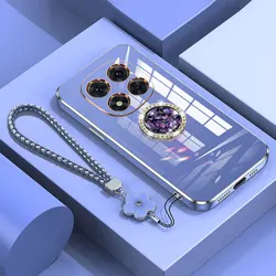 Note14pro Case Luxury Diamond Ring Cover For Xiaomi Redmi Note 14 13 pro plus Phone Case With Lanyard Plating Cases Note14 pro+