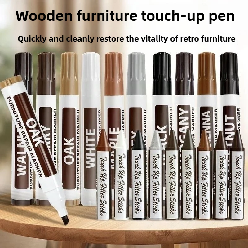 

12/17/25 PCS Furniture Paint Markers Crayon Sharpener Set Waterproof Pen Wood Scratch Repair Kit Stationery for Tables Desks