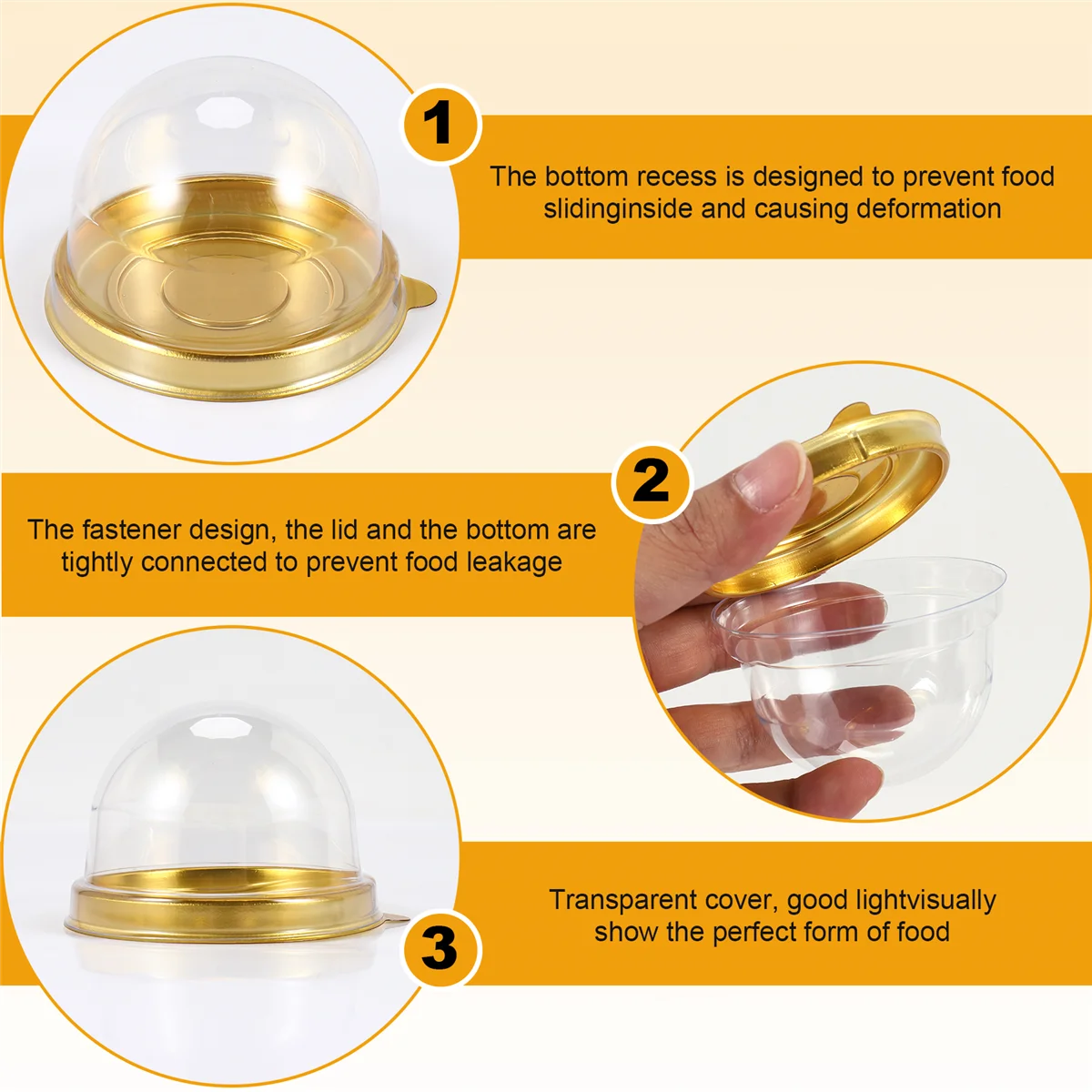 150 Pcs Clear Plastic Mini Cupcake Boxes Muffin Pod Dome Muffin Cake Container Box Individual Cupcake Dessert Container