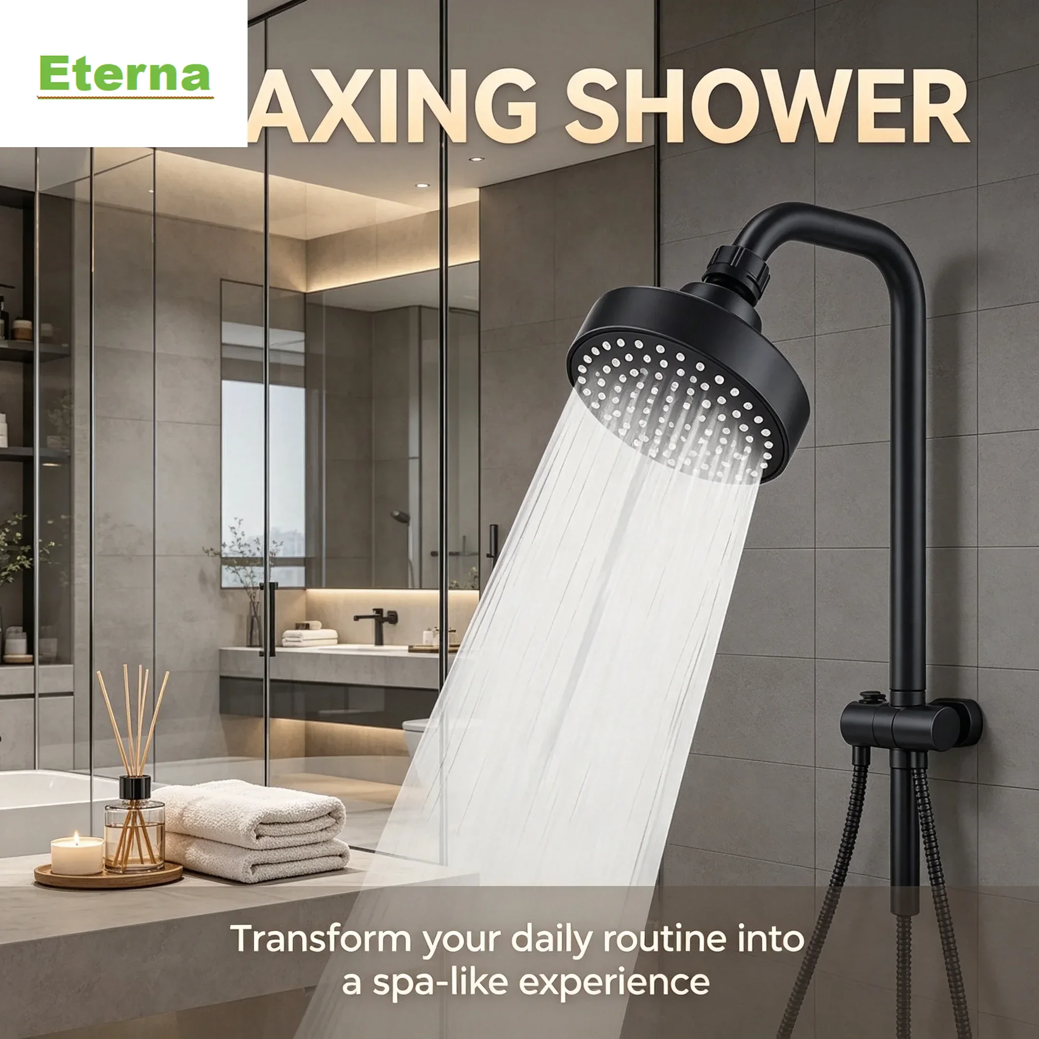 Wall Mount Shower Head Kit High Pressure Rain Sprayer Large Round Overhead Showerhead for Bathroom Simple Installation