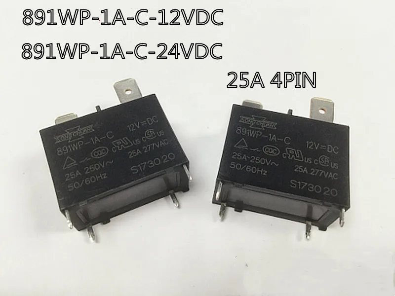 10pcs  New Relay  891WP-1A-C-12VDC   891WP-1A-C-24VDC   891WP-1A-C 12V  24V  25A 4PIN Water heater air conditioning dedicated