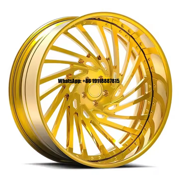 

RCSR Forged Wheels in Gold Plated 19-26 Inch Deep Dish Spoke 2-Piece Car Wheels for Chevy Silverado for Chrysler 300C New 30mm