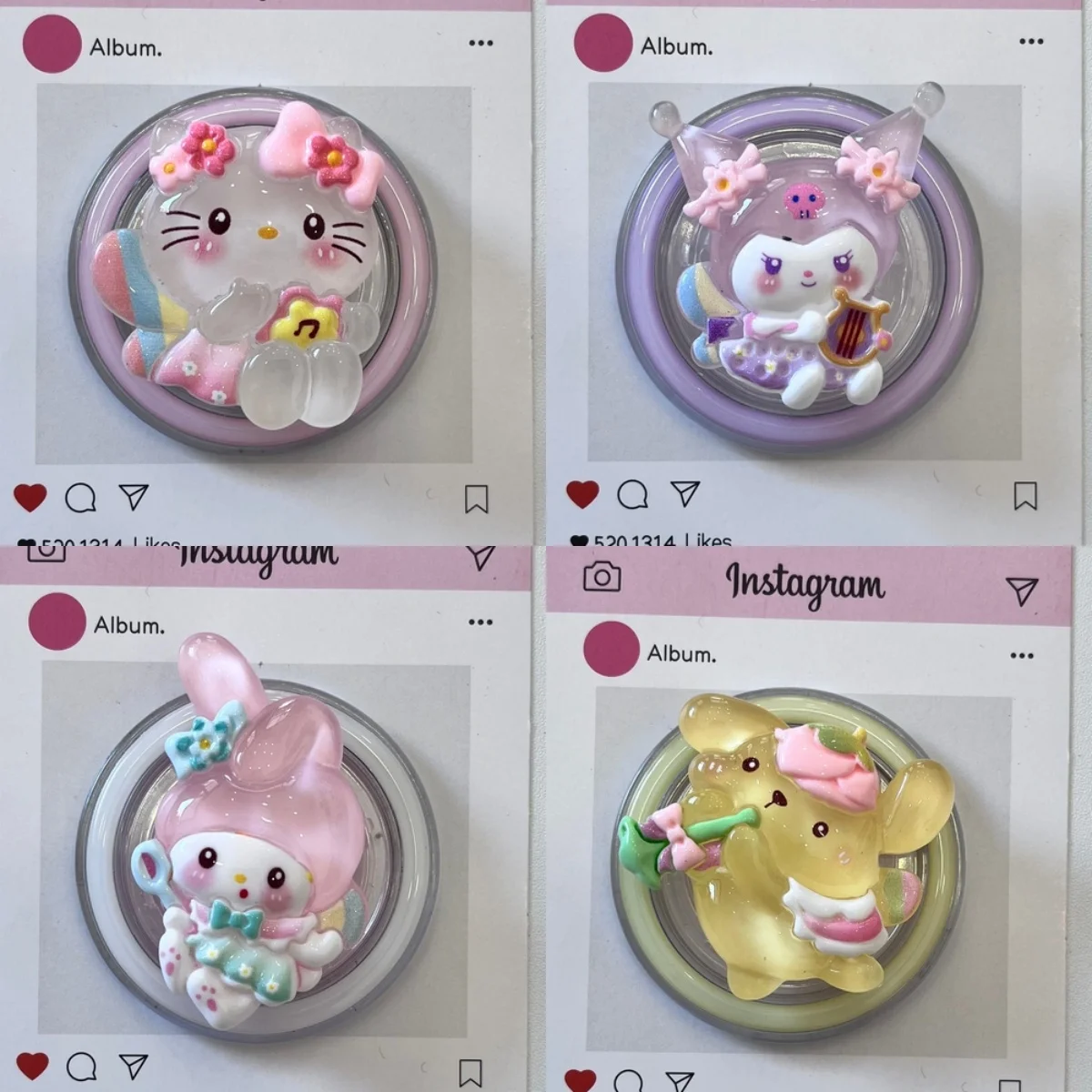  Sanrio Hello Kitty Kuromi Cute Magnetic Holder Grip Tok Griptok Phone Stand Holder Support For iPhone Samsung Magsafe Smart Tok